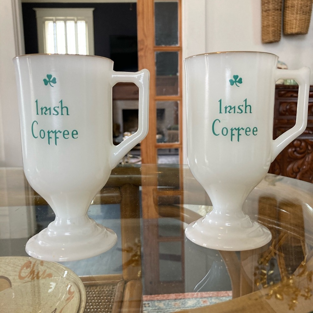 Vintage 1950s Milk Glass Irish coffee Mug